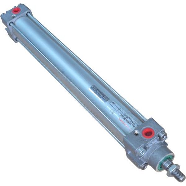diâmetro 40mm, curso 300mm, cilindro com tirantes, dupla ação, meio ar comprimido, conexão rosca G1/4, corpo alumínio anodizado, norma ISO 15552, pressão de até 10bar, vedação NBR, temperatura -10...80oC