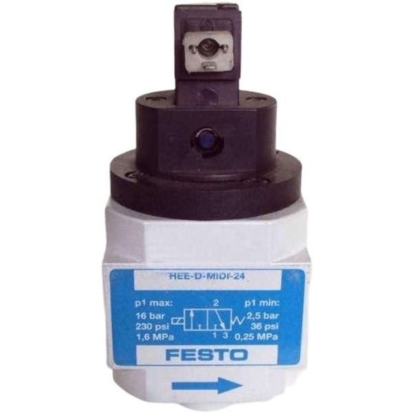 conexão 1/4. acionamento elétrico / retorno mola mecânica, bobina com conector DIN, pressão 2,5-16bar, vedações NBR