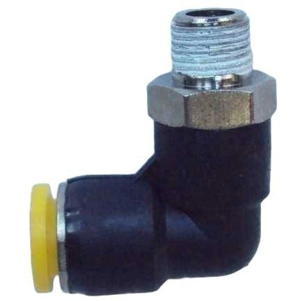 conexão roscada em L, conexão em L, conector pneumático em L, conexão L, união para tubos em L, conexão para tubos PUN e PAN, conexão pneumática, conexão instantânea, conexão rápida, conexão de engate rápido em L