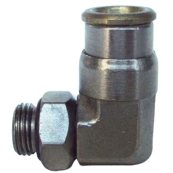 conexão roscada em L, conexão em L, conector pneumático em L, conexão L, união para tubos em L, conexão para tubos PUN e PAN, conexão pneumática, conexão instantânea, conexão rápida, conexão de engate rápido em L