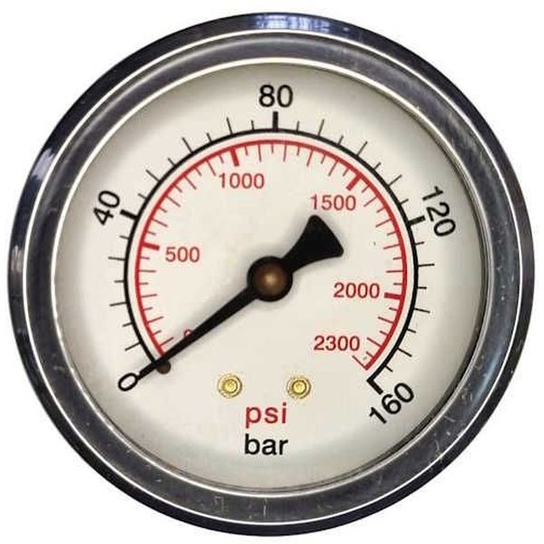 saída traseira, rosca 1/4, mostrador 63mm, com glicerina, fluido óleo