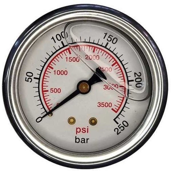 saída traseira, conexão rosca 1/2, com glicerina, mostrador 100mm, fluido óleo