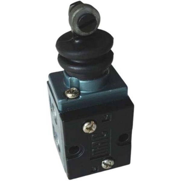 Série 1600, conexão rosca 1/8, 4/2 vias, atuação mecânica / retorno mola,  pressão máxima 150psig, constante de fluxo Cv = 0,2, fluido ar / gases inertes, temperatura ambiente -18...50oC