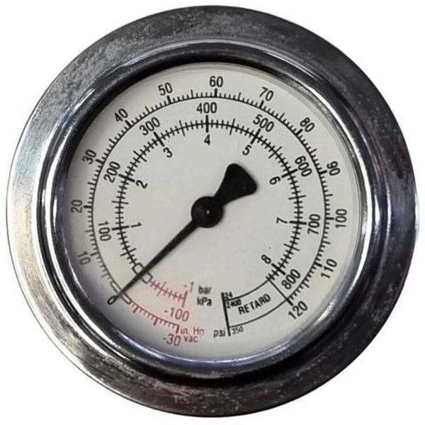 saída por trás, conexão rosca 1/8, com flange para painel, garra de fixação, diâmetro 63mm