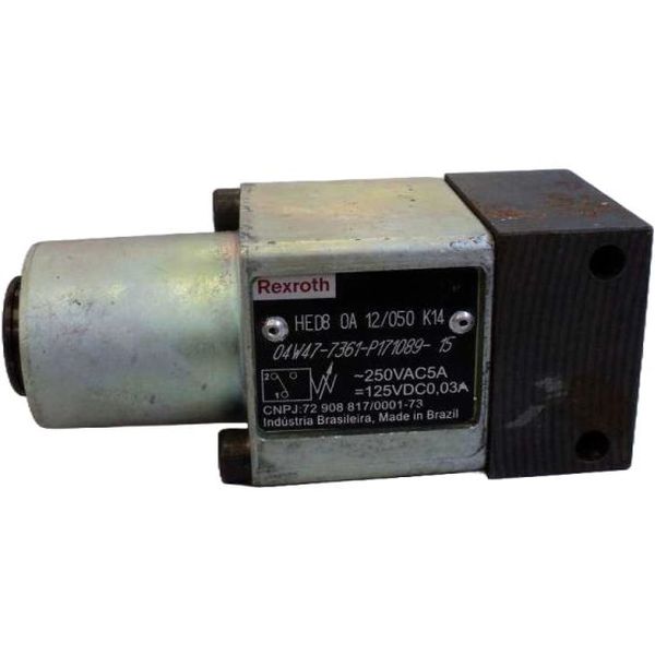 montagem tubular, ajuste de pressão máximo 50 bar, conexão elétrica sem conector,  temperatura do fluido -25~80oC, fluido óleo mineral