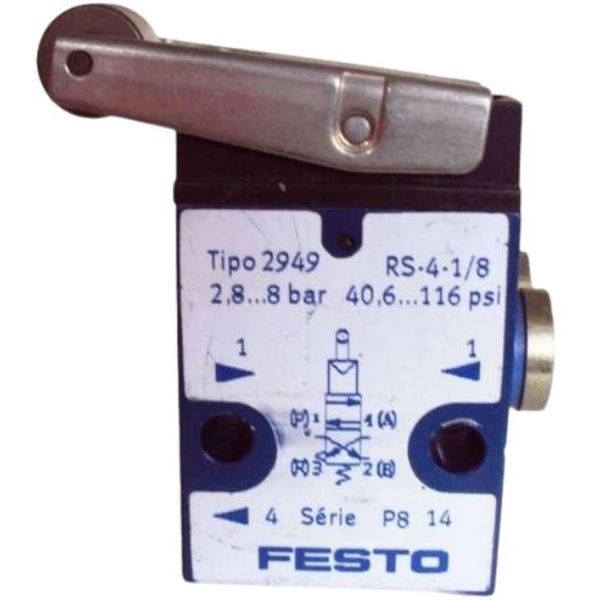 4/2 vias, conexão rosca 1/8, meio ar comprimido, corpo alumínio anodizado azul, gaxetas borracha nitrílica