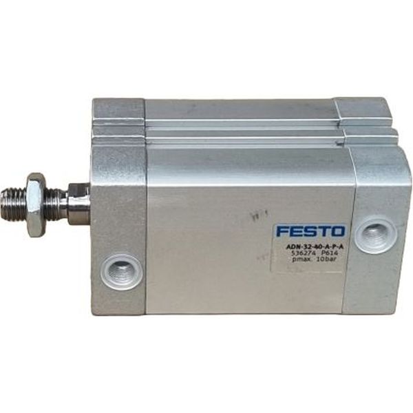 cilindro compacto, dupla ação, ISO21287, diâmetro 32mm, curso 40mm, rosca externa,  anéis/placas de amortecimento elásticos nas posições finaisl, detecção de posição