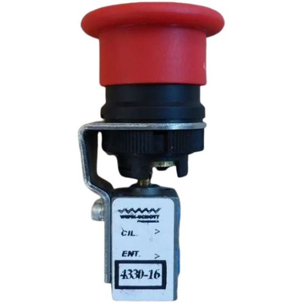 Série 4000, 3/2 vias, conexão rosca M5, atuador botão / retorno mola, fluido ar comprimido, corpo alumínio, vedações Buna-N