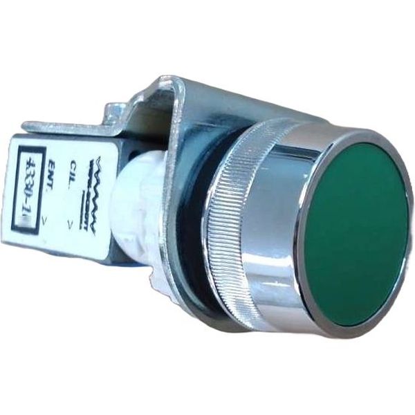conexão M5, 3/2 vias, atuador botão, retorno mola, cor verde, vazão 119l/min, pressão de trabalho 0...8,5bar, corpo alumínio, vedações Buna-N