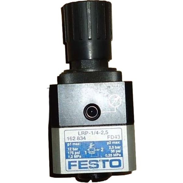 conexão G1/4, acionamento manopla com trava, vazão 1800l/min, pressão de operação 1...12bar, meio ar comprimido, corpo alumínio, vedação NBR