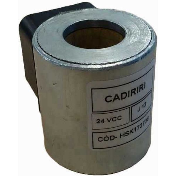 Diâmetro do furo 17mm, Diâmetro da bobina 37mm, Altura da bobina 38mm, tensão 24VCC, potência 30W