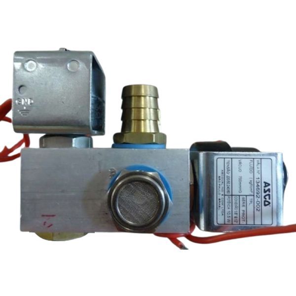 válvula com dois solenóides 220V, uma conexão espigão,fluido ar / vácuo