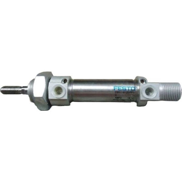 cilindro convencional, diâmetro 20mm, curso 25mm, dupla ação, amortecimento ajustável nas posições finais de fim de curso, detecção de posição