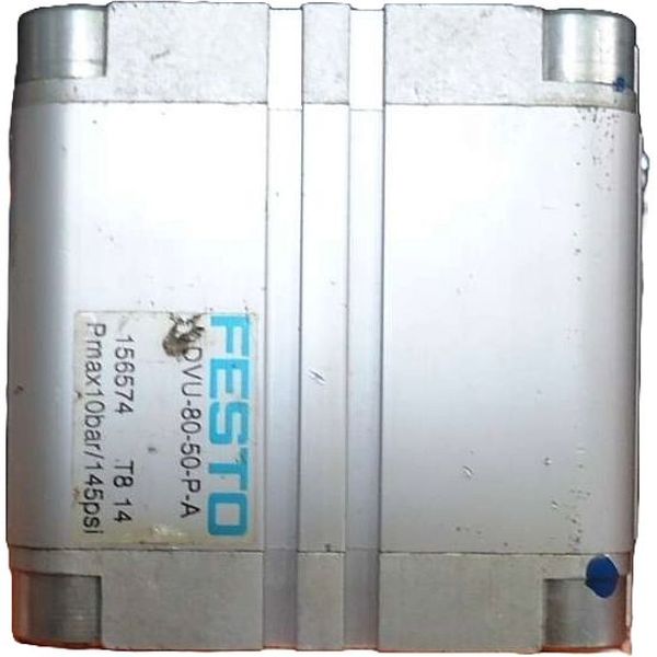 cilindro compacto, diâmetro 80mm, curso 50mm, anéis/placas de amortecimento elástico nas posições finais de curso, detecção de posição