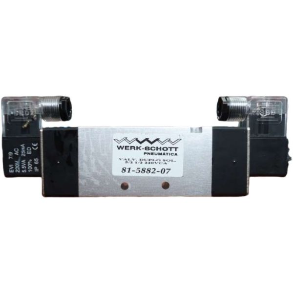 5/2 vias, conexão rosca 1/2, válvula com acionamento elétrico, válvula para ar comprimido