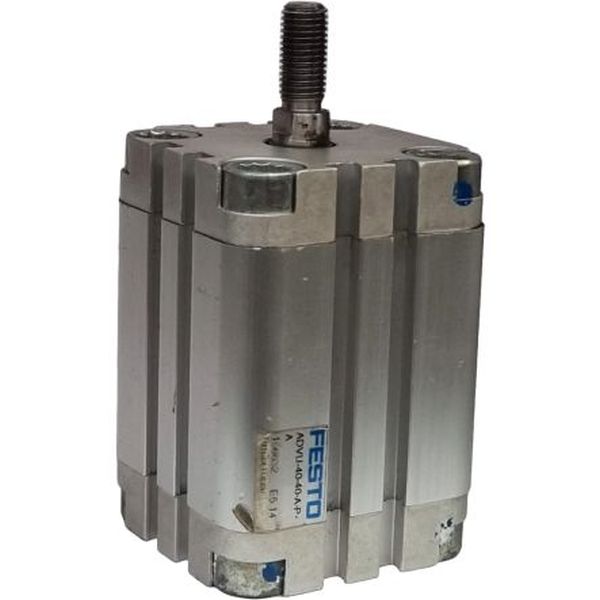 cilindro compacto, diâmetro 40mm, curso 40mm, rosca externa, anéis/placas de amortecimento elástico nas posições finais de curso, detecção de posição