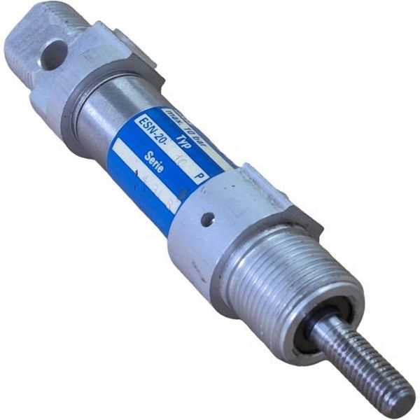 Produto descontinuado pelo fabricante. Consulte-nos para ver se ainda está no estoque. Cilindro ISO 6432, diâmetro 20mm, curso 10mm, anéis/placas de amortecimento elástico nas posições finais de curso.