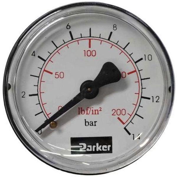 saída por trás, conexão rosca1/4, mostrador 63mm, visor de plástico, fluido ar comprimido