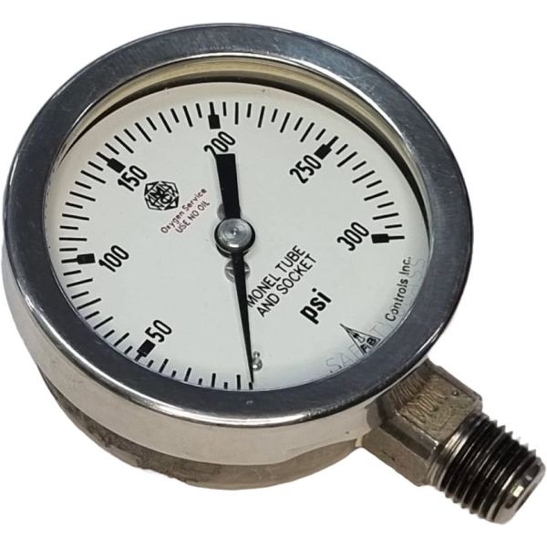 saída por baixo,conexão rosca 1/4, mostrador 63mm, fluido ar comprimido, tubo e soquete monel