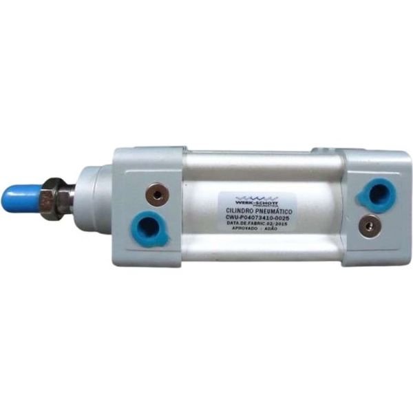 diâmetro 40mm, curso 25mm, dupla ação com amortecimento ajustável, sem canal para sensor