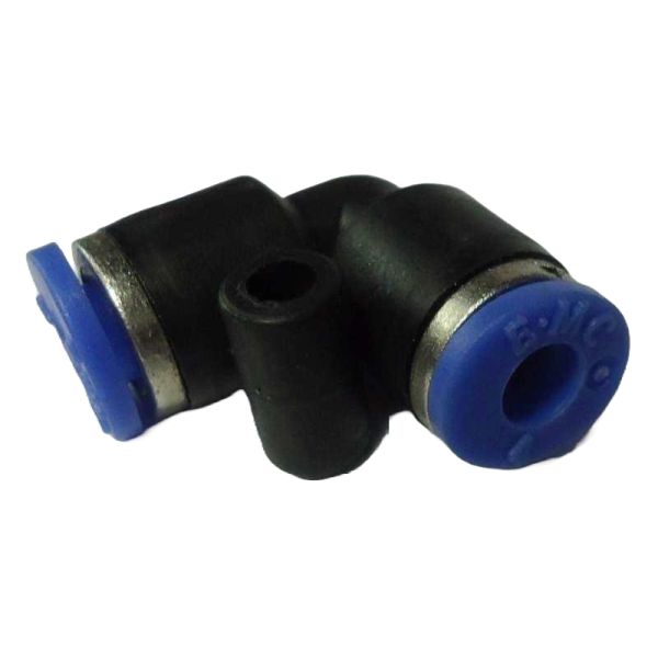 conexão rosca M5, diâmetro do tubo 4mm, meio de operação ar comprimido, anel de desengate azul, corpo metálico