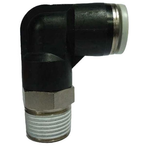 conexão roscada em L, conexão em L, conector pneumático em L, conexão L, união para tubos em L, conexão para tubos PUN e PAN, conexão pneumática, conexão instantânea, conexão rápida, conexão de engate rápido em L