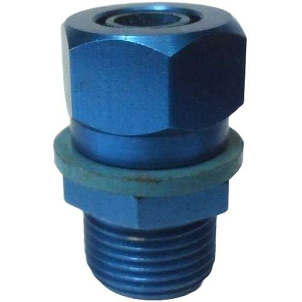 1 conexão rosca macho G3/8, 1 conexão para tubo flexível com diâmetro externo de 9mm, formato reto, pressão operacional -0,95...10bar, meio de operação ar comprimido, material corpo alumínio, anel de vedação PU