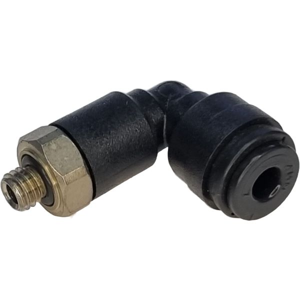 mini conexão pneumática, conector mini, conexão em L, conector pneumático em L, conexão L, união para tubos em L, conexão para tubos PUN e PAN, conexão instantânea, conexão rápida, conexão de engate rápido em L, conexão roscada em L