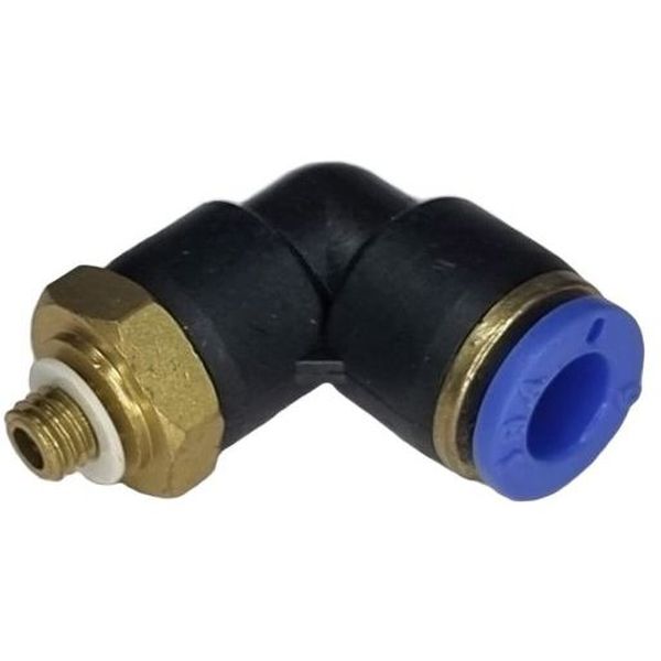 mini conexão pneumática, conector mini, conexão em L, conector pneumático em L, conexão L, união para tubos em L, conexão para tubos PUN e PAN, conexão instantânea, conexão rápida, conexão de engate rápido em L, conexão roscada em L