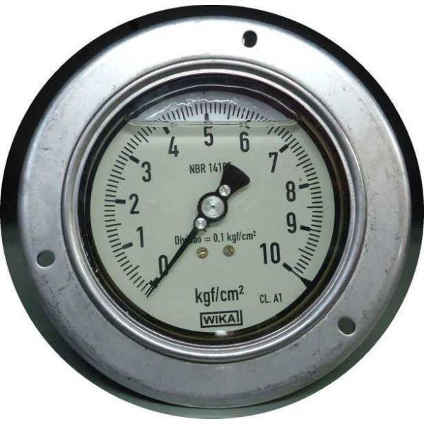 man&ocirc;metro para painel, com flange, com saída traseira, com glicerina