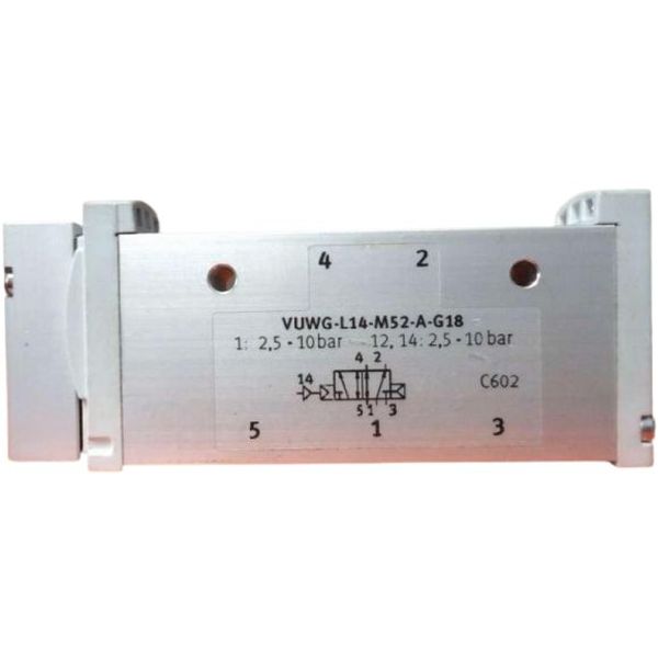 5/2 vias, conexão G1/8, acionamento pneumático / retorno mola, pressão de trabalho máxima 10bar, corpo liga de alumínio, vedações HNBR / NBR