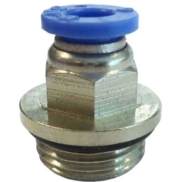 conexão rosca 3/8, diâmetro do tubo 6mm, meio de operação ar comprimido, anel de desengate azul, corpo metálico