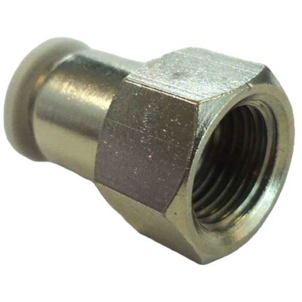 conexão rosca 1/4, para tubo 8mm, fluidos ar / vácuo, água, anel de desengate branco
