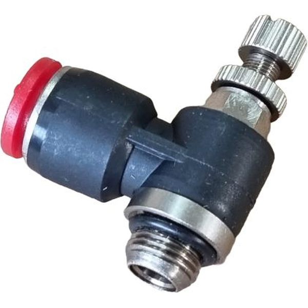 Série Pneufit C, conexão rosca G1/8, para tubo 8mm, tipo cotovelo, banjo, material do corpo PBT, meio de operação ar comprimido, anel de desengate vermelho