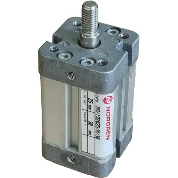 diâmetro 25mm, curso 30mm, êmbolo magnético, compacto, meio ar comprimido, ISO 21287, conexão rosca M5, dupla ação, tambor alumínio anodizado