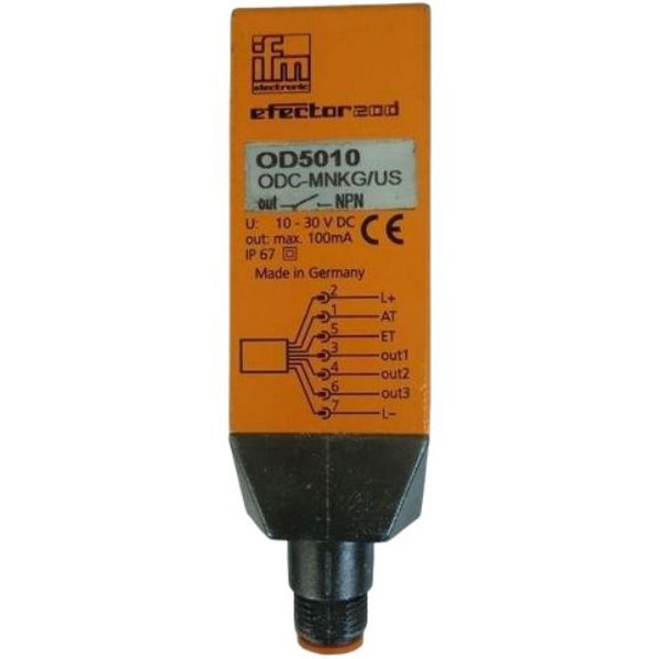 tipo de luz vermelha / verde / azul, invólucro retangular, detecção de cor, operação com reflexão difusa, modo de reflexão difusa, saída NPN