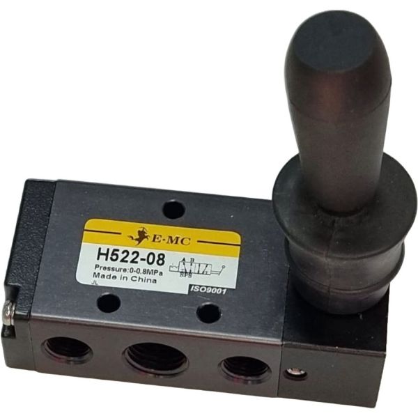 5/2 vias, conexão 1/4, acionamento manual, lubrificação não é necessária, pressão de trabalho  0~0.8MPa, temperatura de trabalho -5...60oC, vedações NBR 