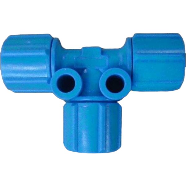 conexão pneumática, união em T, conexão em plástico, conexão em POM, engate com T, conexão para ar comprimido, conector rápido em T, conector pneumático, adaptador para tubos, união para tubos, união para mangueiras pneumáticas