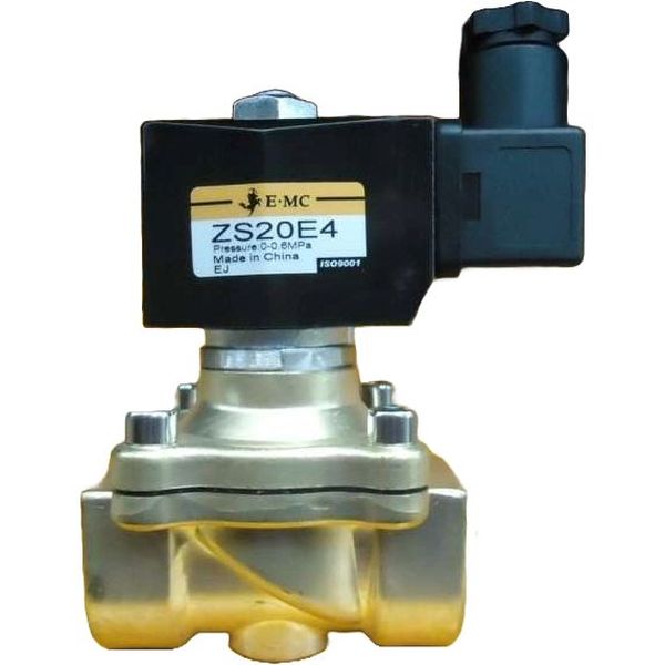 2/2 vias, conexão 3/4, bobina 24VDC, fluidos  ar/gás/água/água quente/ óleo leve, temperatura máxima 80oC, material do corpo latão, NF, pressão máxima 10bar, baixo consumo de energia
