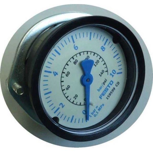 man&ocirc;metro com flange, saída por trás, visor de plástico, caixa de plástico, fluidos gases inertes / líquidos neutros