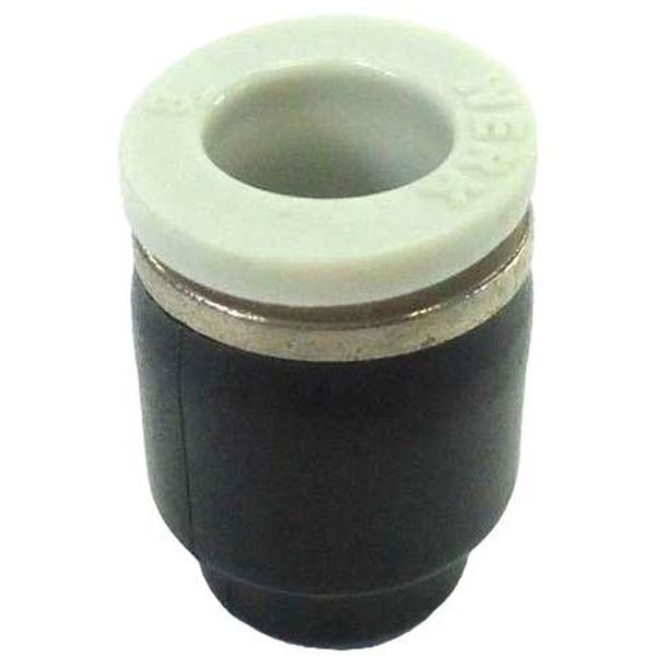 para tubo de 8mm, para tubos poliuretano ou Nylon, pressão de trabalho 10 bar, temperatura de trabalho 0-60oC, materiais latão niquelado e polímero de engenharia, fluidos ar / vácuo / água

