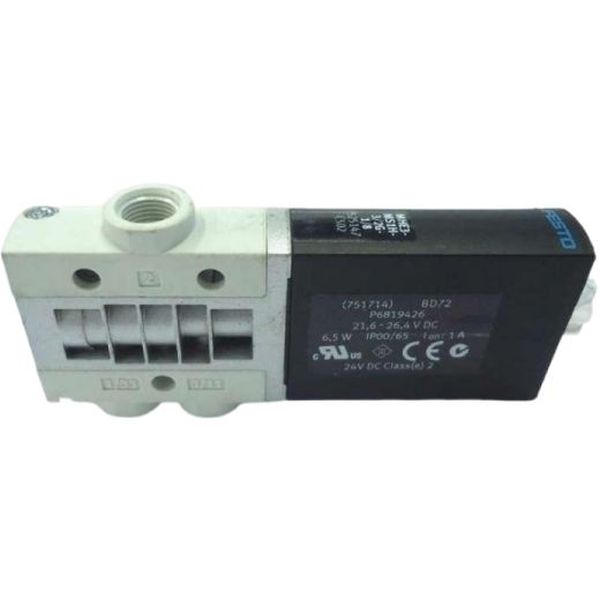 3/2 vias fechada, monoestável, vazão 200l/min, conexão rosca G1/8, pressão operacional máxima 8bar