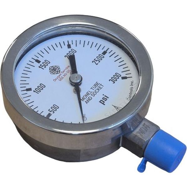 saída por baixo, conexão rosca 1/4, mostrador 63mm, soquete e tubo de monel