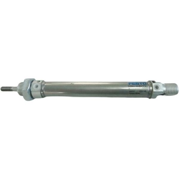 cilindro convencional, diâmetro 16mm, curso 80mm, dupla ação, amortecimento ajustável nas posições finais de fim de curso, detecção de posição