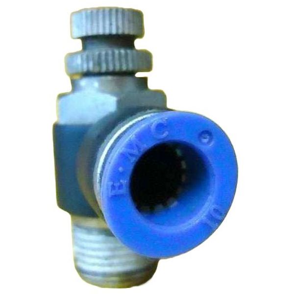 tipo cotovelo, rosca 3/8, conexão 10mm, anel de desengate azul, meio de trabalho ar comprimido