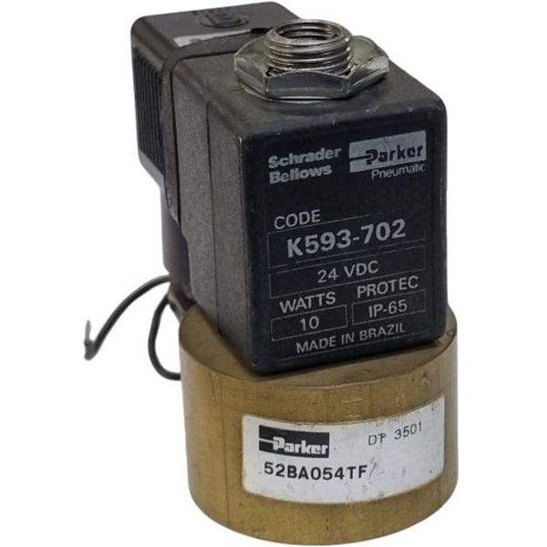 Série 52, 2 vias / ação direta, rosca 1/4npt, atuação solenóide, tensão voltagem 24VDC, corpo latão, vedações FKM, meios ar / gás / água / óleos leves