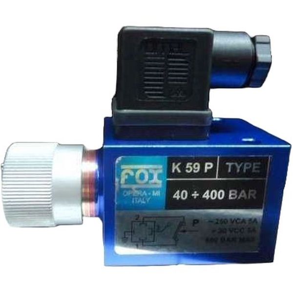 5A em 250VAC, 0,25A em 250VDC,  pressão máxima 600 bar, conexão hidráulica 1/4bsp-f, corpo quadrado 40X40mm em alumínio anodizado, montagem em qualquer posição,  temperatura de trabalho de -20oC a 80oC