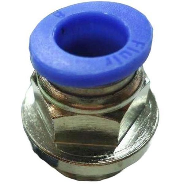 rosca 3/8, medida do tubo 8mm, para tubos poliuretano ou nylon,  fluido ar / vácuo / água, anel de desengate azul