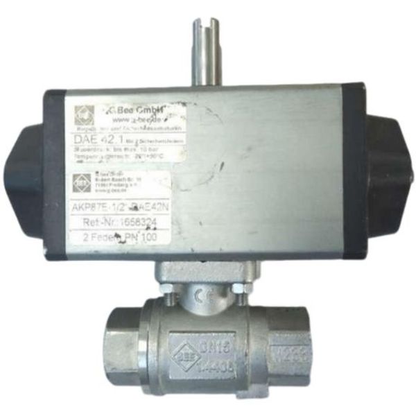 válvula de esfera 2/2 vias, conexão rosca 1/2, PN100, DN15, pressão de operação 3-10bar, corpo alumínio, vedações NBR