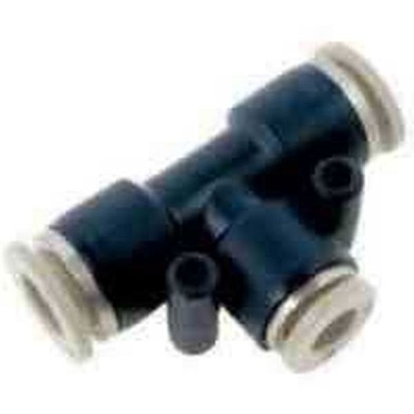2 conexões para tubo diâmetro 8mm, 1 conexão para tubo diâmetro 8mm, fluido ar comprimido, anel de desengate branco
